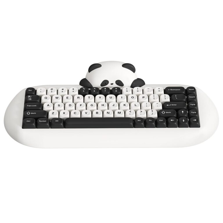 YUNZII C68 Panda Wireless Mechanical Gaming Keyboard, 68 Keys Cute Layout with PBT Keycaps,RGB Backlit, Hot Swappable,Creamy Switches,BT5.0/2.4G/Wired for Win/Mac (Panda...