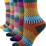 YZKKE 5Pack Womens Vintage Winter Soft Warm Thick Cold Knit Wool Crew Socks, Multicolor, free size