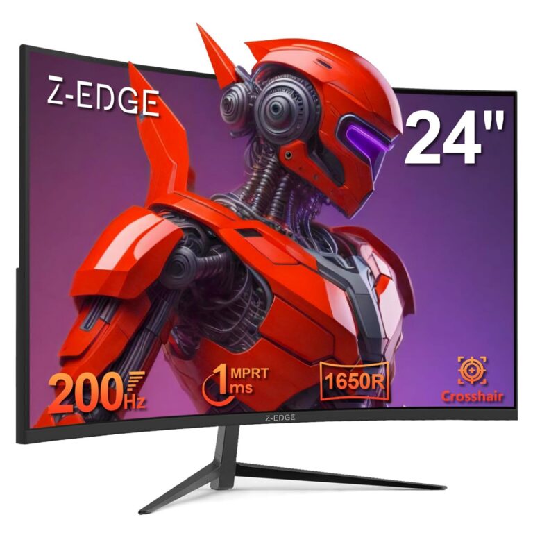 Z-Edge 24 inch Gaming Monitor Curved, 200Hz 165Hz Computer Monitor 1650R, FHD 1080P, Ultra-Fast MPRT 1ms Curved Monitor, 300nits, 16.7M Colors, 1× DP 1.4 Port & 1× HDMI 2.0...