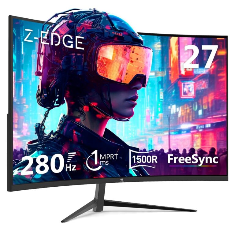 Z-Edge 27-inch Curved Gaming Monitor 16:9 1920x1080 280Hz 1ms Frameless LED Gaming Monitor, UG27P AMD Freesync Premium Display Port HDMI