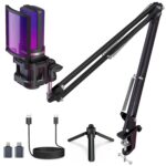 ZealSound Gaming USB Microphone,Noise Cancellation Condenser mic,RGB Microphone with Mute,Gain,Monitoring,Boom Arm,Pop Filter for...