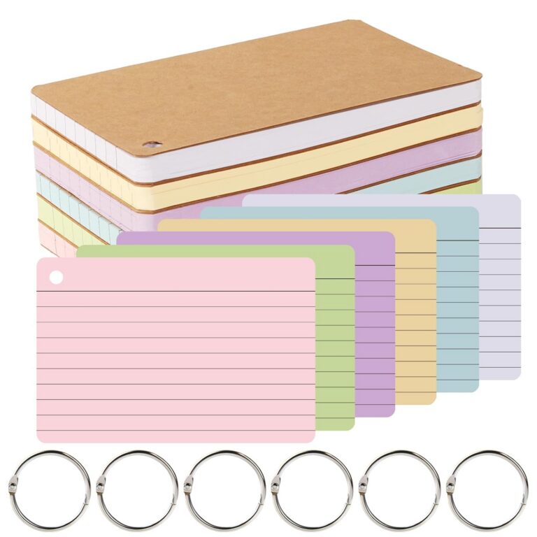 zmybcpack 360 PCS 4x6 Inch Ruled Index Cards, Colorful Lined Revision Flash Cards Single Hole Punched with 6 Rings, Assorted Colored Flashcards Study Note Cards for Office...
