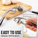Zulay Kitchen Premium Garlic Press Set - Rust Proof & Dishwasher Safe Professional Garlic Mincer Tool - Easy-Squeeze, Easy-Clean with Soft, Ergonomic Handle - Silicone Garlic...