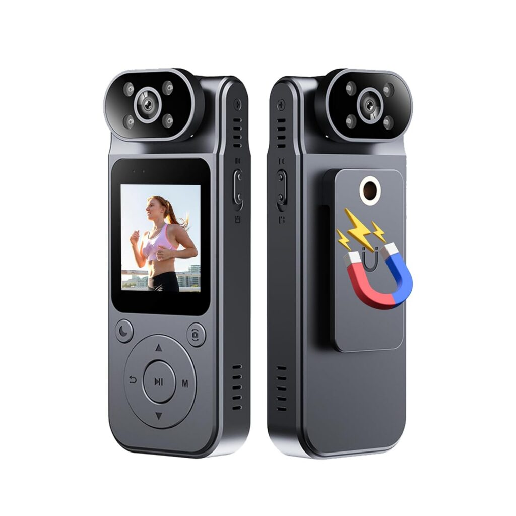 1080P Body Camera with Audio and Video Recording Wearable Body Cam Mini Video Camera Camcorder 180° Rotatable Lens Night Vision with Magnetic Back Clip for Personal Traveling...
