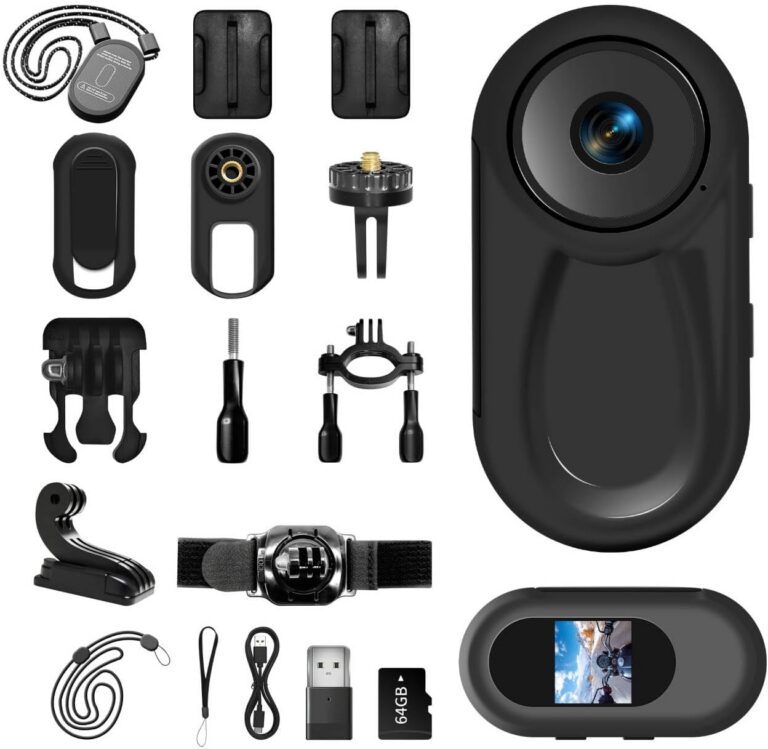 1080P Mini Body Camera,64G Wearable Action Body Cam,Thumb Size Hands Free One-Click Filming Body Worn Camera with 360°Rotatable Clip for Work, Travel, Pet Walking