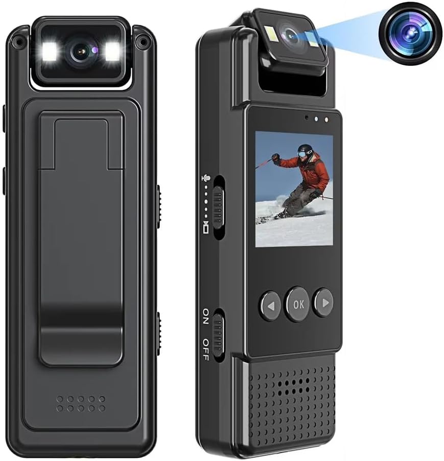 1080P WiFi Body Camera with Audio and Video Recording Wearable Body Cam Mini Clip-on Camera Camcorder with 180° Rotatable Lens Night Vision Motion Detection for Law Enforcement...