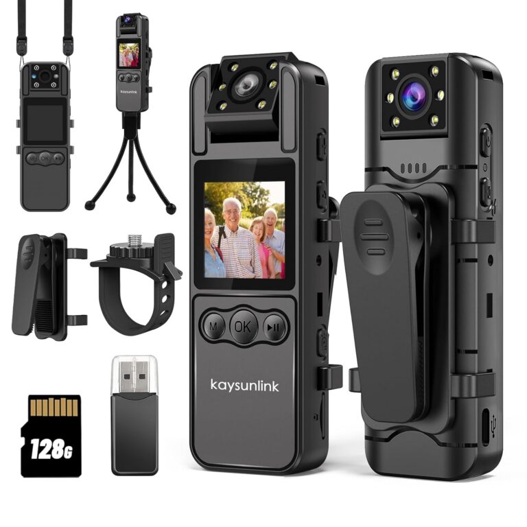 1.4 inch Screen Body Camera with Audio and Car Video Night Vision 1080P FHD Mini Police Portable Body Worn Cam Portable Small Personal Camcorder Sports Action Outdoor Video