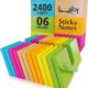 (24 Pads) Sticky Notes 3x3 in 100 Sheets/Pad, Self-Sticky Note Pads, 6 Bright Colors Super Sticky Pads - Easy to Post for School, Office Supplies, Desk Accessories