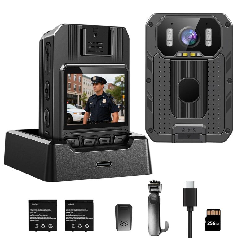 4K Body Camera, Body Cam with Two 2350mAh Batteries Work 13-15H, IP68 Waterproof H.265 Encoding Police Camera with Audio and Video Recording for Security Safety Patrol Shift Law...