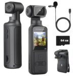 4K Body Camera with External Microphone, Mini Video & Audio Pocket Cam 270° Rotation Camera for Outdoor Sport, Bike, Travel, Police Law Enforcement, Personal Civilians, 64GB...