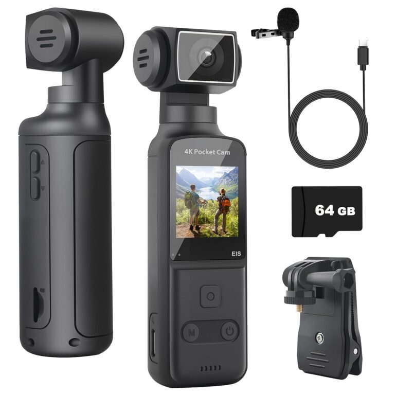 4K Body Camera with External Microphone, Mini Video & Audio Pocket Cam 270° Rotation Camera for Outdoor Sport, Bike, Travel, Police Law Enforcement, Personal Civilians, 64GB...