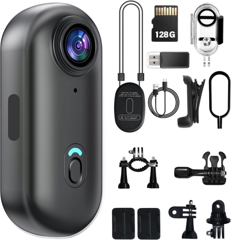 4K Mini Body Camera 128GB - Action Body Cam with Audio & Video- Thumb Hands Free Waterproof Recording Wearable Cameras - for Work Travel Pet Walk Swim (1080P Black,128G)
