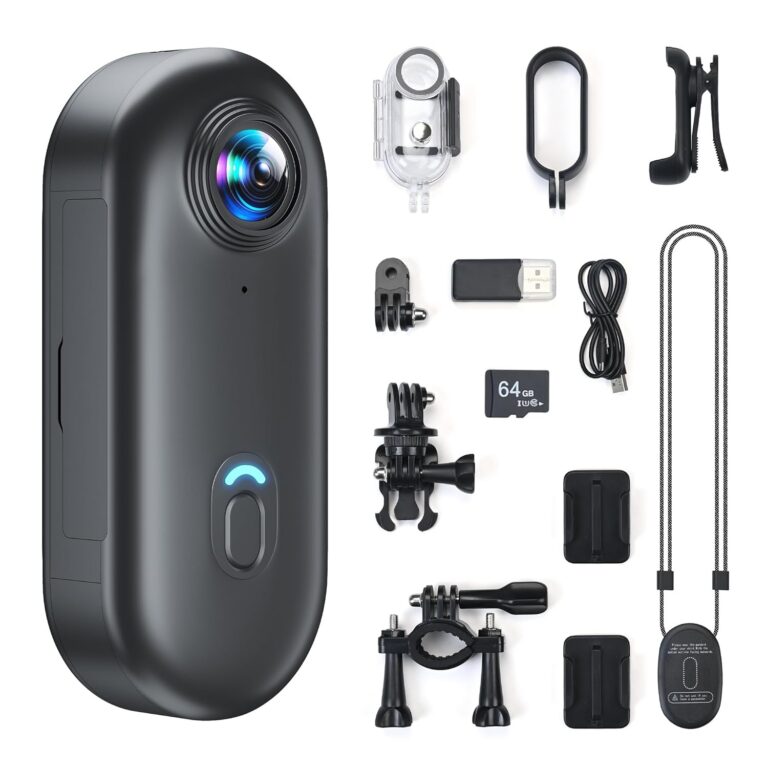 4K Mini Body Camera, Sports Camera, 64GB Action Snap Cam, POV Snapcam, Thumb Size Hands-Free Recording Body Worn, Premium Portable Camcorder Mount Anywhere for Work, Fishing