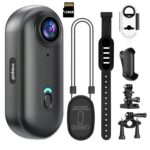4K Mini WiFi Action Camera 128GB Thumb POV Portable Body Cam Wearable Video Recorder with IPX7 Waterproof Underwater Camcorder, Helmet Mount, Magnetic Sport DV for Bike Cycling,...