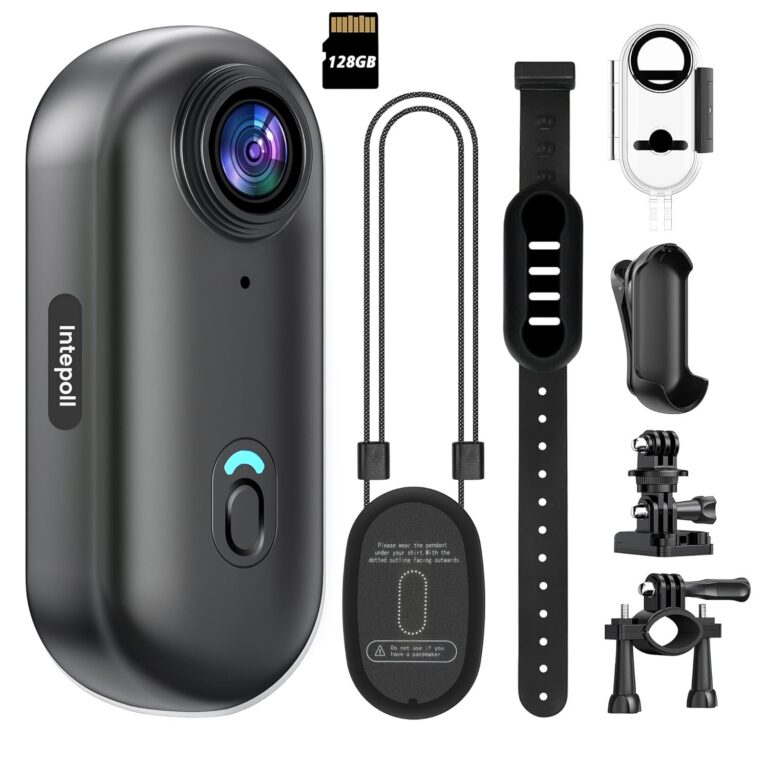 4K Mini WiFi Action Camera 128GB Thumb POV Portable Body Cam Wearable Video Recorder with IPX7 Waterproof Underwater Camcorder, Helmet Mount, Magnetic Sport DV for Bike Cycling,...