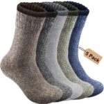 5 Pack Mens Merino Wool Socks for Winter Warm Thermal Socks Thick Hiking Socks for Camping Cozy Socks for Man