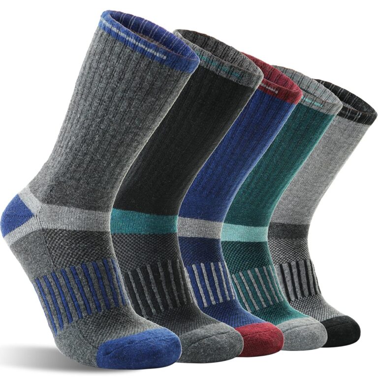 5 Pairs Merino Wool Hiking Socks Warm Winter Thermal Crew Cozy Cushioned Moisture Wicking Socks for Women & Men