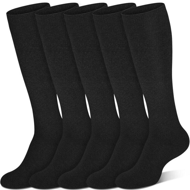 5 Pairs Warm Winter Knee High Socks for Women Boot Black Long Thick Socks Support for Hiking Work
