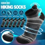6 Pairs Merino Wool Ankle Running Hiking Socks Warm Winter Thermal Thick Compression Cushioning No Show Socks for Men Women