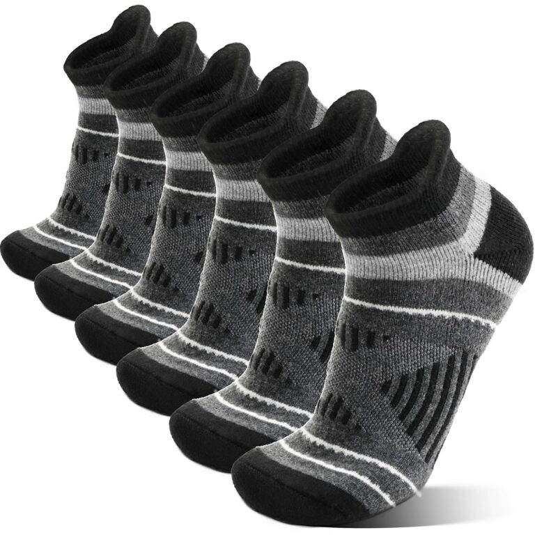 6 Pairs Merino Wool Ankle Running Hiking Socks Warm Winter Thermal Thick Compression Cushioning No Show Socks for Men Women