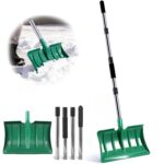 64" Long Handle Snow Shovel, Heavy Duty Metal Snow Shoveling Tool with 16" Wide Blade, 32mm Wide Ergonomic Handle & Anti-Freeze Foam for Snow Removal from Driveway & Car, Mulch,...