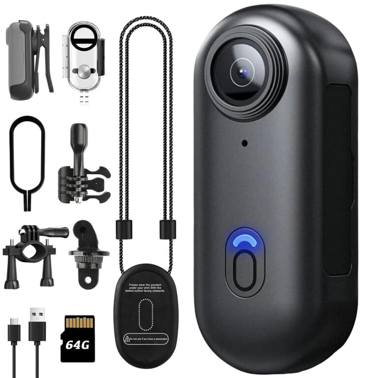 64GB 1080P Mini Thumb Action Camera, Wearable Small Body Camera, Portable Vlogging Hands-Free POV Video Recorder for Motorcycle, Bike, Helmet, Work, Travel, Pet Walking