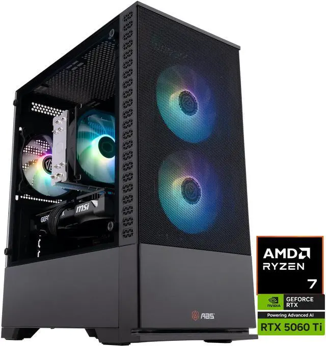 ABS Cyclone Ruby Gaming PC - Windows 11 - AMD Ryzen 7 9700X - GeForce RTX 5060 Ti - DLSS 4 - AI-Powered Performance - 32GB DDR5 6400MHz - 1TB M.2 SSD