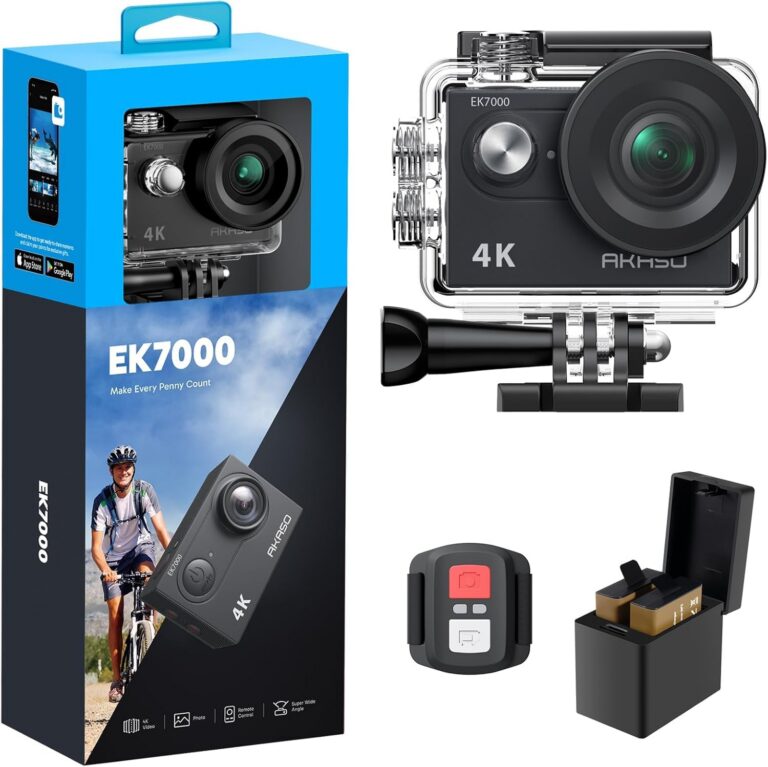 AKASO EK7000 4K30FPS 20MP WiFi Action Camera with EIS Ultra HD 131FT Waterproof Underwater Camera Remote Control 4X Zoom Support External Microphone Black