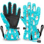 Andake Kids Gloves Winter Snow Waterproof Mittens for Girls Boys Children (Black, XXS (Fits 3-6Y))