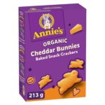 ANNIE'S Cheddar Baked Snack Crackers, Organic, No Artificial Flavours, No Synthetic Colours, Contains Real Cheese and Real Milk Ingredients, 213 Grams Package of Bunny Shaped...