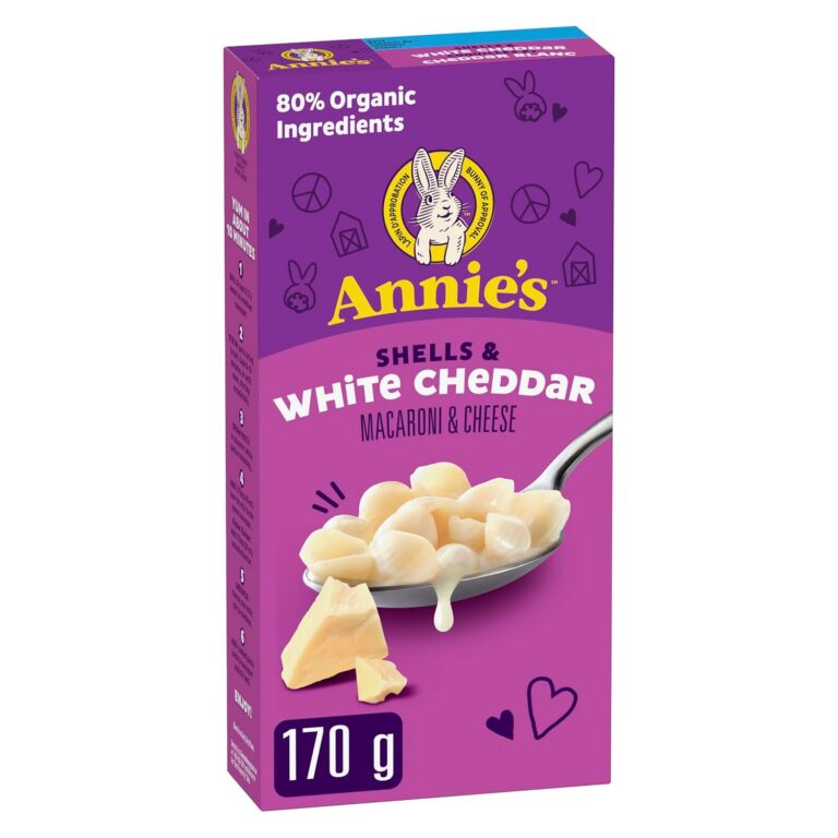ANNIE'S - MACARONI AND CHEESE Shells and White Cheddar, No Artificial Flavours, No Synthetic Colours, Contains Real Cheese and Milk Ingredients, 80% Organic Ingredients, 170...