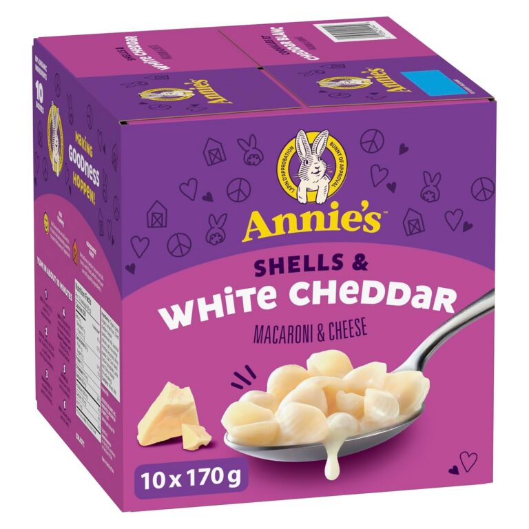 ANNIE'S - VALUE PACK SIZE - MACARONI AND CHEESE Shells and White Cheddar, Pack of 10, 1.7 Kilogram Box, No Artificial Flavours or Synthetic Colours, Contains Real Cheese and...