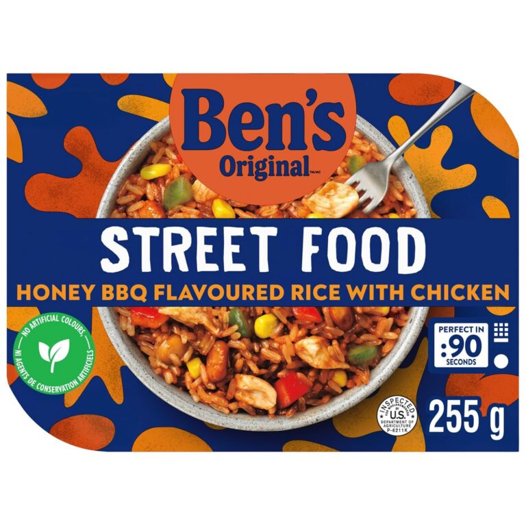 BEN'S ORIGINAL™ Street Food Honey BBQ Flavoured Rice with Chicken, Prepared Entrée, Microwave in 90 Seconds, 255 g