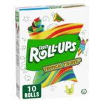 BETTY CROCKER FRUIT ROLLUPS - Tropical Tie-Dye Fruit Flavoured Snacks, Pack of 10 Rolls, Fruit Flavoured Snacks