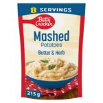BETTY CROCKER Mashed Potatoes Butter and Herb Flavour, Made with Real Potatoes, 215 Grams Package of Mashed Potatoes