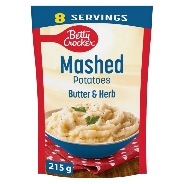 BETTY CROCKER Mashed Potatoes Butter and Herb Flavour, Made with Real Potatoes, 215 Grams Package of Mashed Potatoes