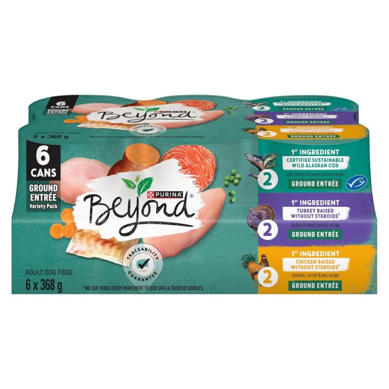 Beyond Grain Free Natural Wet Dog Food, Ground Entree Variety Pack 3 Flavours - 368 g Can (6 Pack)