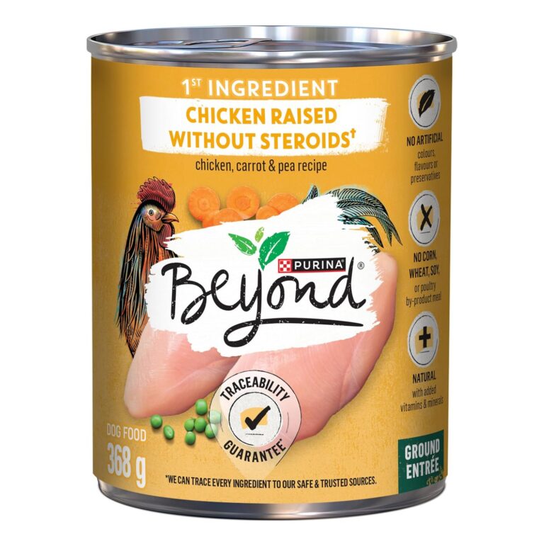 Beyond Natural Wet Dog Food, Chicken, Carrot & Pea Ground Entree - 368 g Can (12 Pack)
