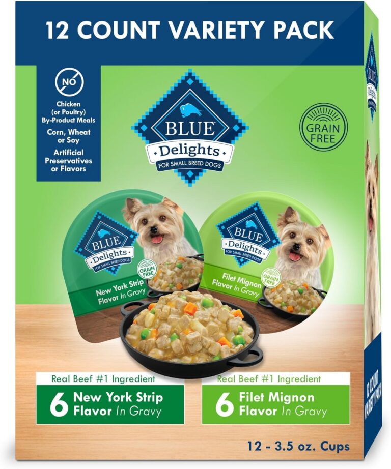 Blue Buffalo Delights Natural Wet Dog Food Filet Mignon in Gravy/NY Strip in Gravy 3.5 oz. Cup (Case of 12)