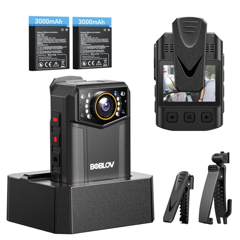 BOBLOV Body Camera 4K B4K6 with 2PCS 3000mAh Batteries, 256GB Body Cam with GPS Tracking, and Convenient Charging Dock – 8-10 Hours Recording for Law Enforcement, Outdoor...