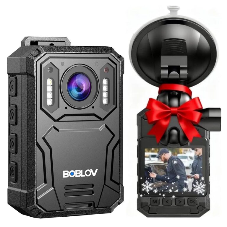 BOBLOV KJ23Pro Body Camera, Built-in 128GB Memory, 1296P Recorder with Car Suction, Built-in 3800mAh Battery, Night Vision Featured, for Daily Record and Law Enforcement(128GB)