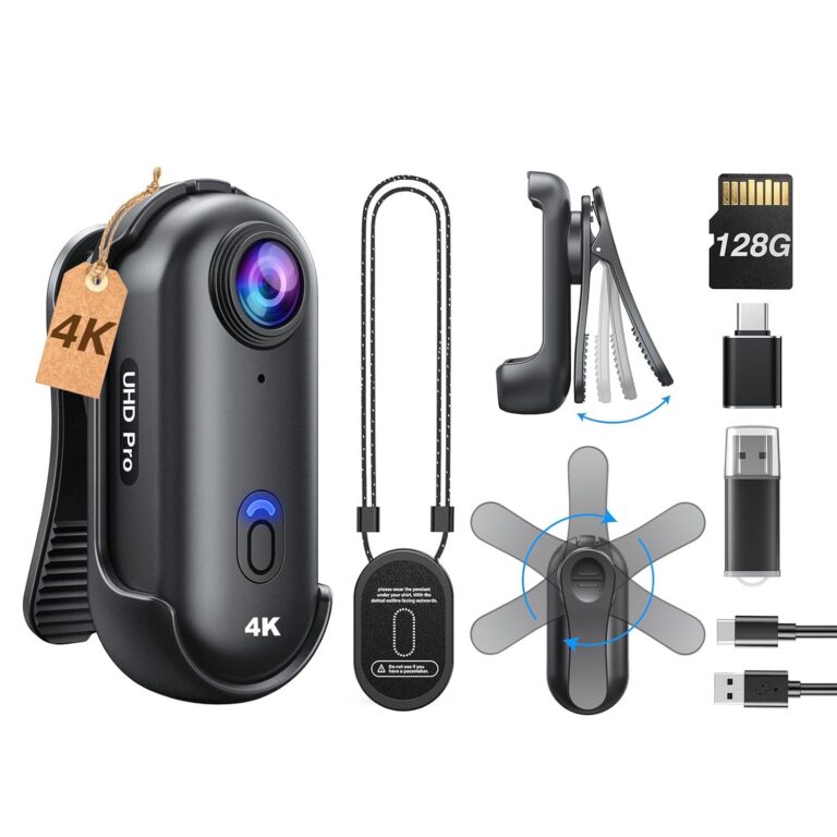 BOBLOV W4 2K Mini Body Camera, Wearable Camera with 360°Rotatable Clip & Magnetic Clip, 120 Minutes for Recording, Easy to Use for Lecture, Traveling, Pet Walking and Outdoors...