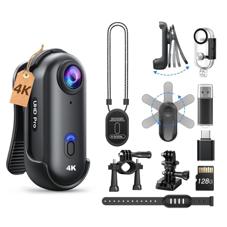 BOBLOV W4 4K Mini Body Camera, Wearable Cam with Waterproof Case, Magnetic Clip, and Quick-Mount Accessories, 96 Minutes for Recording, Easy to Use for Lecture and Outdoors...