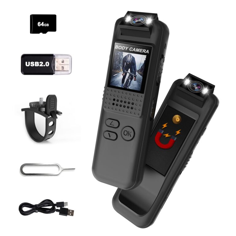 Body Camera, Bextgoo Body Cam with 64GB TF Card, 1080P FHD Video Camcorder, Color Night Vision, Mini Sport Action Camera with Magnetic Back Clip & Bike Mount, Moto Camera for...