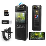 Body Camera, Bextgoo Mini Body Cam with 64GB TF Card, Color Night Vision,Photoshoot, 180° Rotating Lens, Magnetic Clip & Bike Bracket, Small Video Camcorder for Helmet, Outdoor...