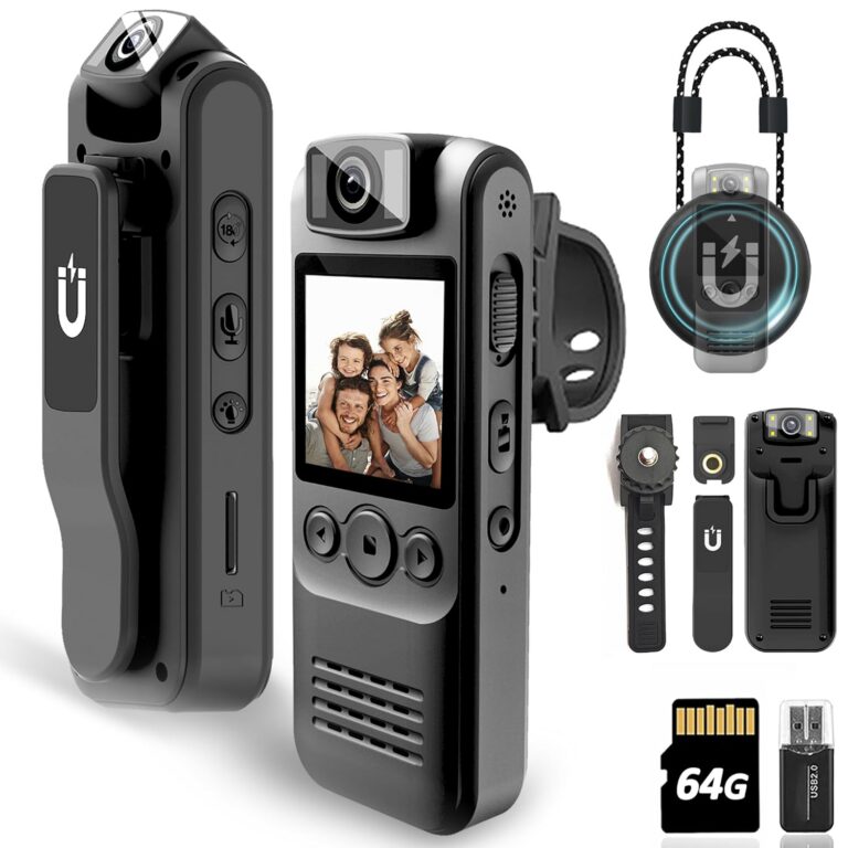 Body Camera with Audio & Video Recording- 64GB 1080P HD Police Cop Cam for Outdoor Law Enforcement Guard Travel Cameras- With Magnetic Clip Flashlight 6HR Battery Recorder...