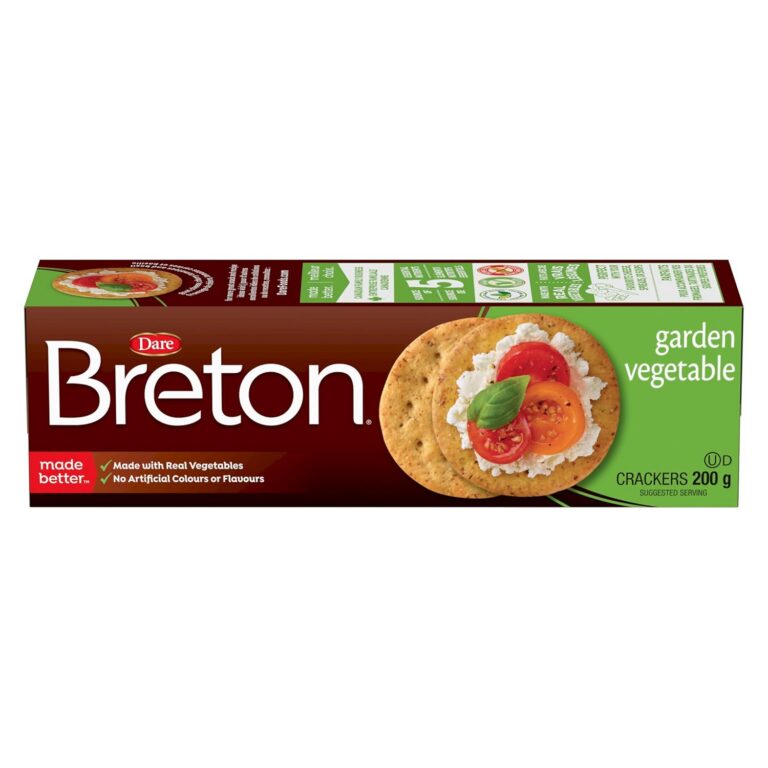 Breton Garden Vegetable Crackers - Light, Crispy, Plant-Based, Made with Real Vegetables, For Snacking, Dips, Cheese and Spreads, 200g