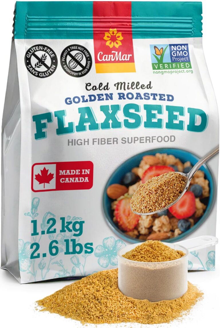 Canadian Made Ground Cold Milled Golden Roasted Flaxseed (42oz/1.2Kg) – Vegan, Non-GMO, Gluten-Free – Omega-3 & Fiber-Rich Linseed Meal by CanMar Foods