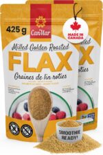Canadian Made Ground Cold Milled Golden Roasted Flaxseed (42oz/1.2Kg) – Vegan, Non-GMO, Gluten-Free – Omega-3 & Fiber-Rich Linseed Meal by CanMar Foods