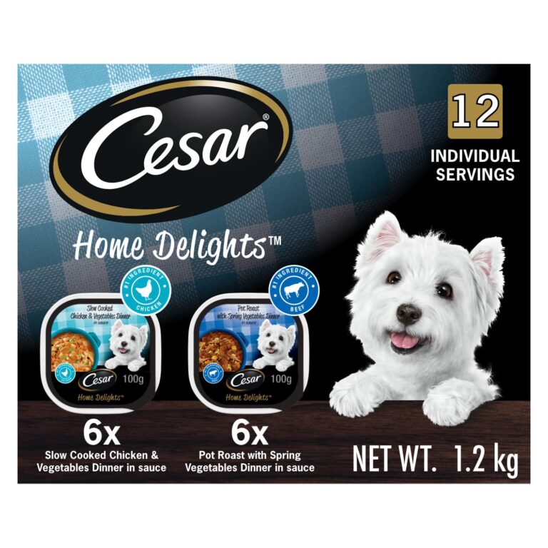 CESAR Home Delights Wet Dog Food - 6 Pot Roast with Spring Vegetables Dinner and 6 Chicken and Vegetable, 12x100g Trays